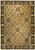 Full view of ivory and wheat needlepoint rug with black floral panel border and lattice field
