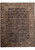 Brown and taupe Tibetan rug with beige star motifs and scrolling acanthus floral border
