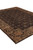 Corner perspective of a 9x12 hand-knotted wool rug in chocolate brown with rust border