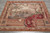 5x6 flat weave tapestry seen overhead on grey tile, chateau, horsemen and violin visible
