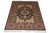 4'6" x 6'6" silk rug shown at an angle, gold inner field and salmon border
