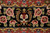 Border cartouche with ivory tulip motif framed by large pink cabbage roses on black