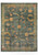 8'7 x 11'6 green Nepal wool rug with gold floral scrolls and rust leaves, overhead view