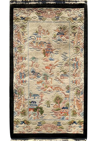 2'3" x 4'4" Antique Oriental Art Deco Rug