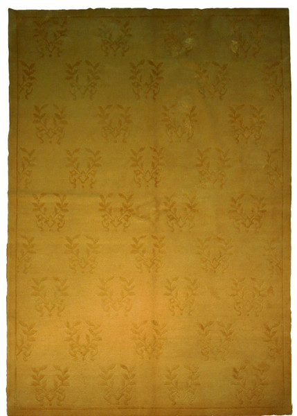 6x9 Wool & Silk Fine Quality Beige Nepalese Hand-Knotted Rug