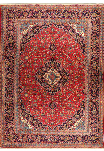 Experience the elegance of Persian culture with our 10 x 13 wool Persian Kashan rug, hand-knotted on a durable cotton foundation