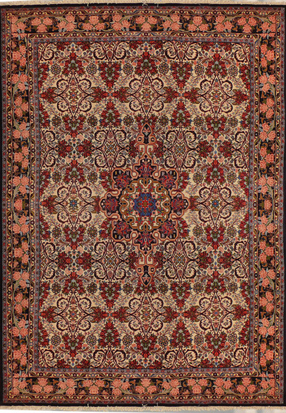 7 x 10 Persian Bijar Rug Floral Design