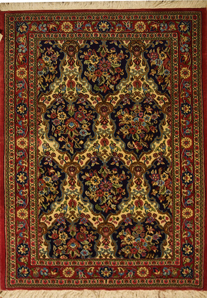 2'6 x 4 Floral Persian Qum Kork Rug
