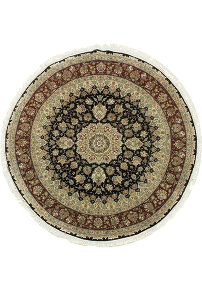 6 x 6 Persian Tabriz Design Fine Wool & Silk Round Rug