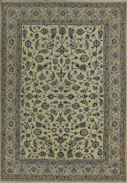 6'4 x 9'7 Persian Nain 9 Laa Rug Wool with Silk All-Over Floral Design