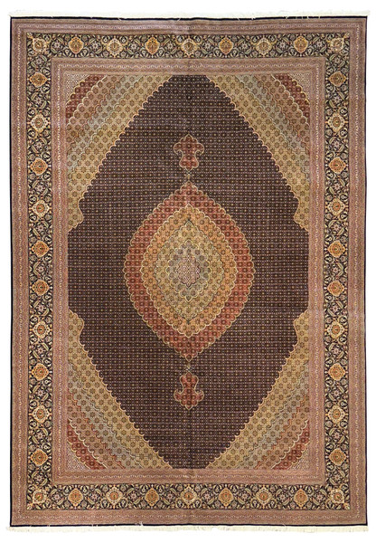 11'7 x 16'6 handmade Persian Tabriz Mahi 50 Raj rug, wool and silk, full view