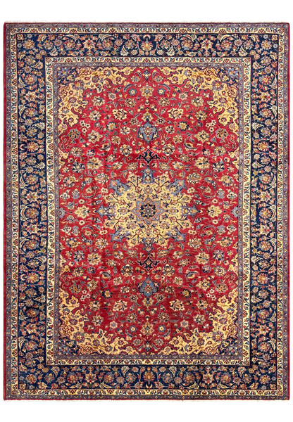 10'2 x 13'6 Persian Isfahan Rug full view showcasing intricate design and vibrant colors