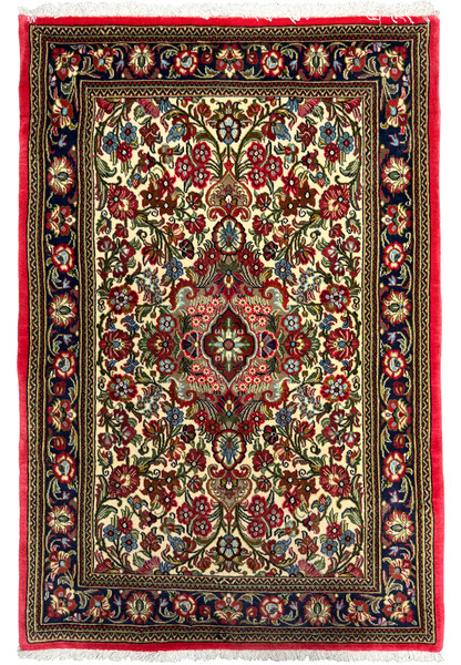 2'8 x 4 Persian Qum Kork rug with intricate floral design