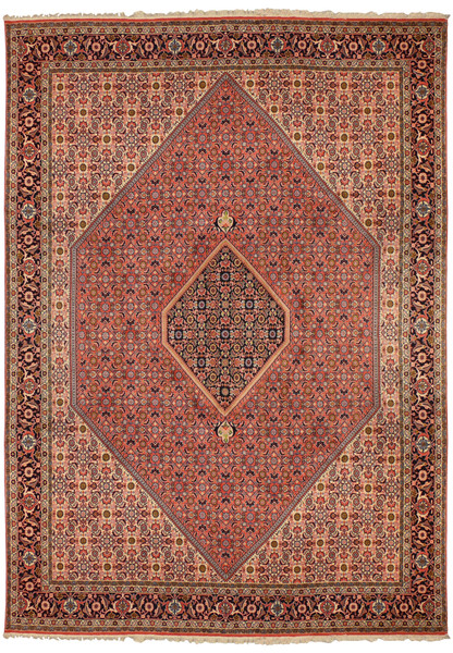 Full view of the 8'2 x 11'4 Persian Bijar Rug with a large central medallion and surrounding floral and geometric patterns.