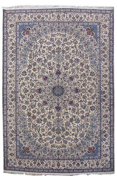 8 x 12 Persian Nain 6 LAA Wool & Silk Rug | signed by master weaver