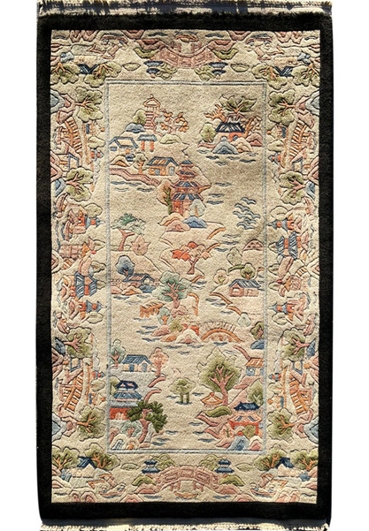 2'3" x 4'4" Antique Oriental Art Deco Rug