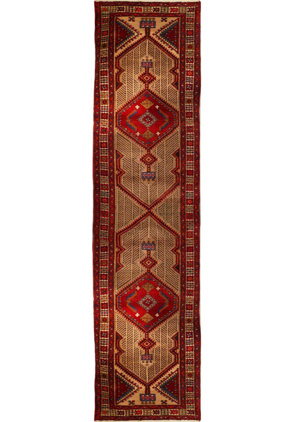 3'3 x 14'4 Semi-Antique Persian Kazak Runner Rug