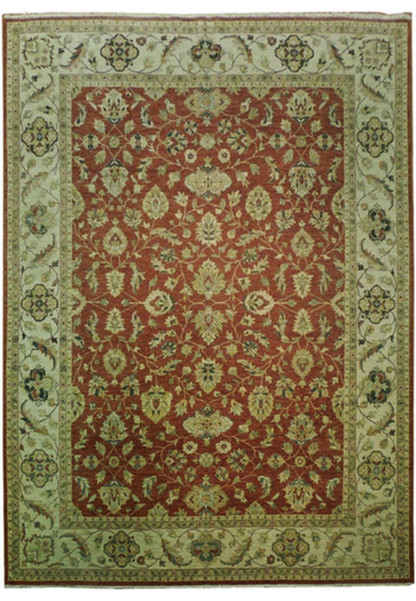 9 x 12 Oushak Rust Orange Antiqued Chobi Peshawar Handmade Rug