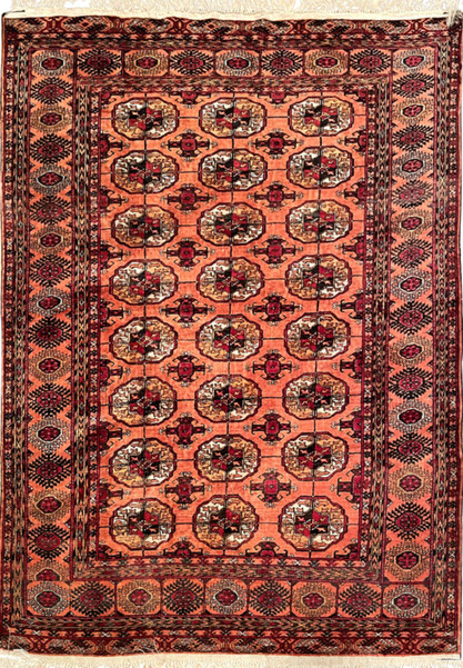 4 x 6 Antique Wool & Silk Afghan Mauri Rug