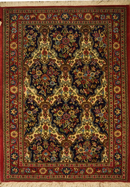 2'6 x 4 Floral Persian Qum Kork Rug