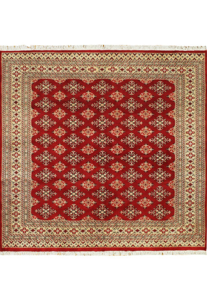 7 x 7 Oriental Bokhara All-Over Design Jaldar Wool&Silk Square Rug