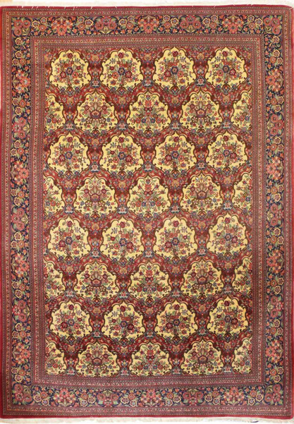 7 x 10 Persian Qum Kork Botanical Design Rug