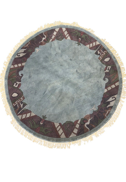Full view of 8x8 Modern Tibet Round Rug on a clean background