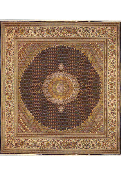 10x10 Persian Mahi Tabriz Rug Wool and Silk