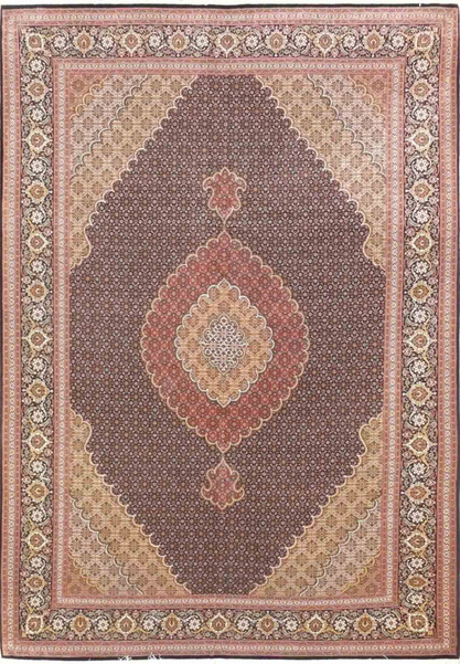 6'8" x 9'8" Persian Tabriz 50 Raj Mahi Design Wool & Silk Rug