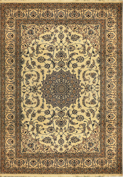 8 x 11 Persian Nain Rug with crown medallion