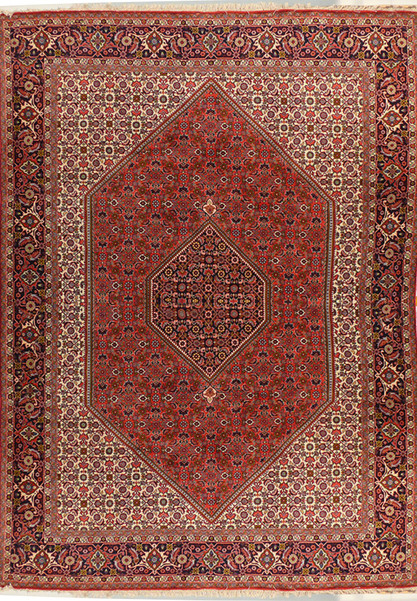 Full view of the 6'7 x 9'9 Persian Bijar Iron Rug  showcasing its detailed patterns