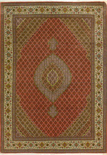 7 x 10 Persian Mahi Design Tabriz 50raj Wool & Silk Rug