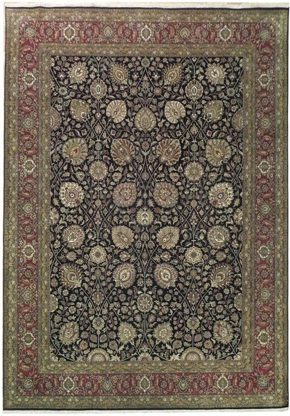 Jaipur Rug 9' x 12' Black Floral Palmets Handmade