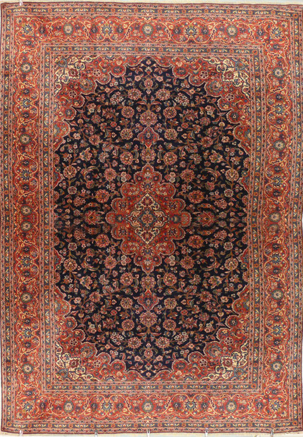 9'8 x 14'8 Persian Kashan Rug full view