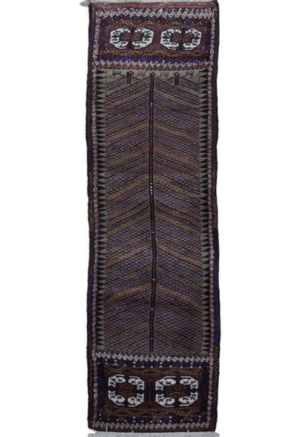 2 x 9 Multi Color Oriental Bokhara Tribal Runner