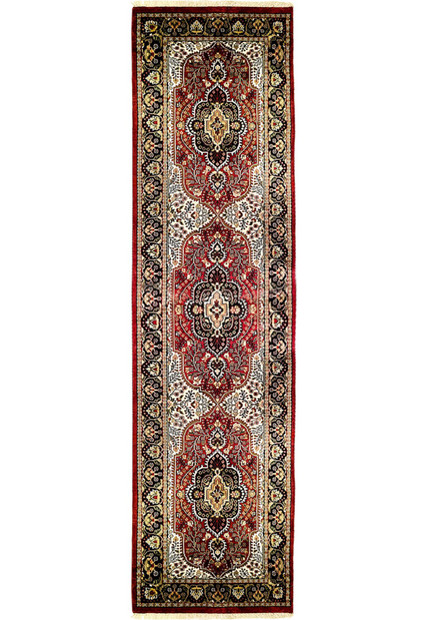 2'7 x 11 Oriental Kashmiri Wool & Silk Runner Rug