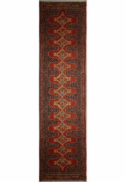 2'9" x 12'2" Botanical Persian Senneh Runner Rug | Kurdish Style