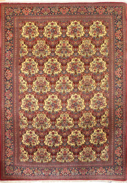 7 x 10 Persian Qum Kork Botanical Design Rug