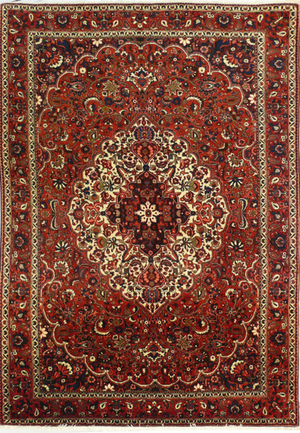 Persian Bakhtiar Rug - 7x10, Unique Geometric Design, Full View