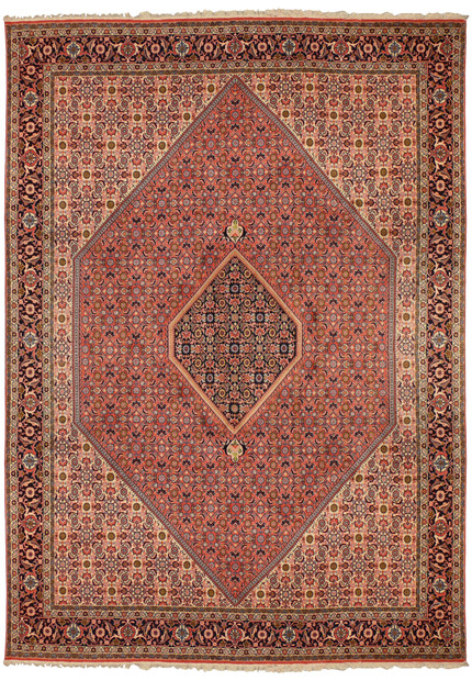 Full view of the 8'2 x 11'4 Persian Bijar Rug with a large central medallion and surrounding floral and geometric patterns.