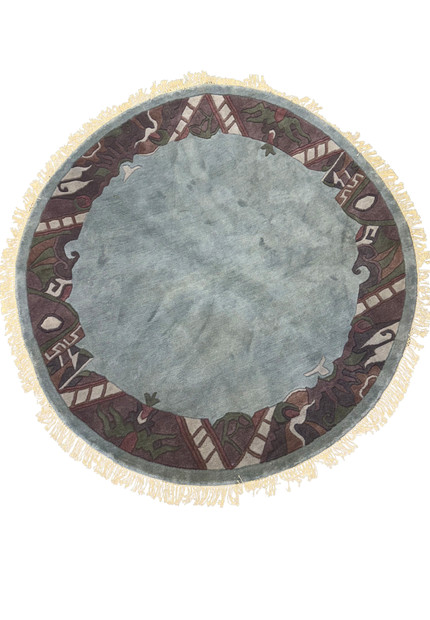 Full view of 8x8 Modern Tibet Round Rug on a clean background