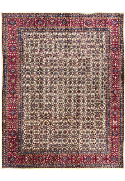10 x 12'7" Fine Persian Mashad Rug | Ivory Mahi All Over | Kork Wool | 400 KPSI