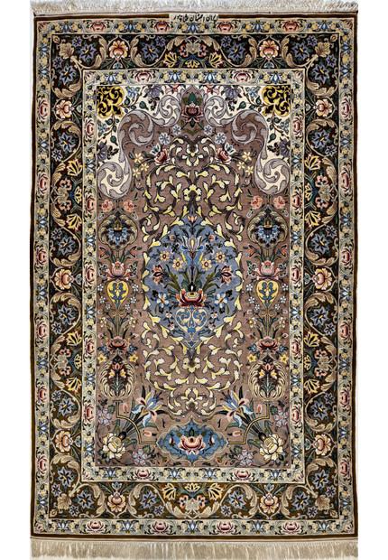 4x6 Persian Isfahan rug by Ahmad Shahabpour with Mehrab arch and powder blue medallion