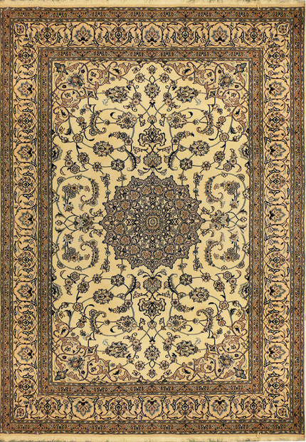 8 x 11 Persian Nain Rug with crown medallion