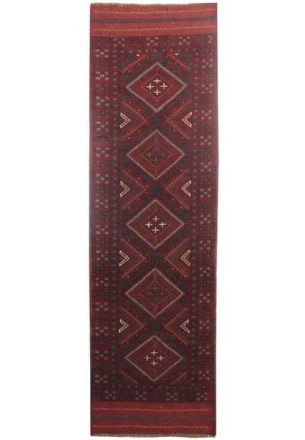 Full view of the 2' x 8' Tribal Mashwani Runner Rug, showcasing its vibrant tribal patterns.