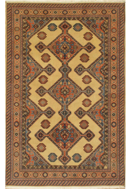 6 x 9 Geometric Oriental Bokhara Soft Wool Rug