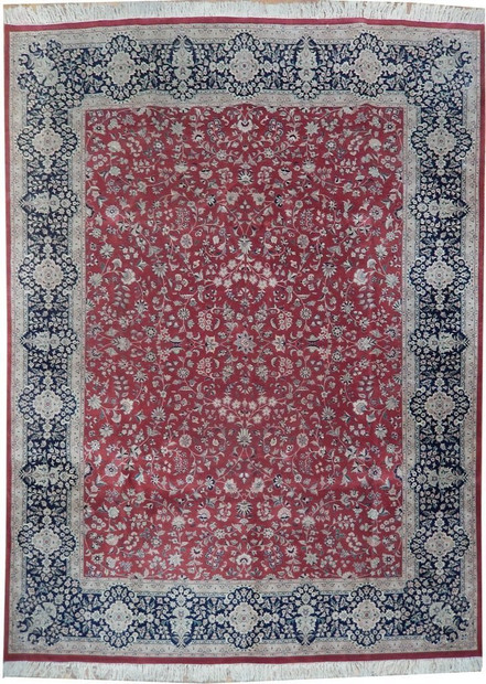 9' x 12' Tomato Red Very Fine Soft Sarouk Traditional Handmade Rug