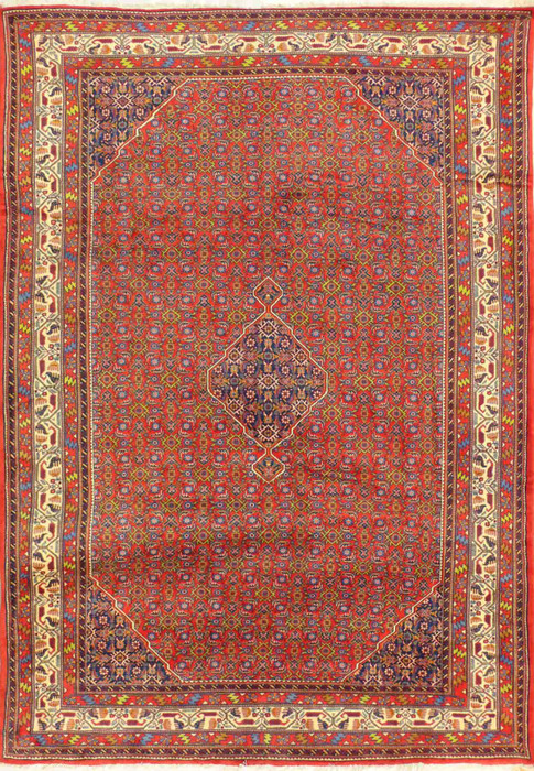 6'8" x 10 Persian Enjalas Octagon Pattern Rug