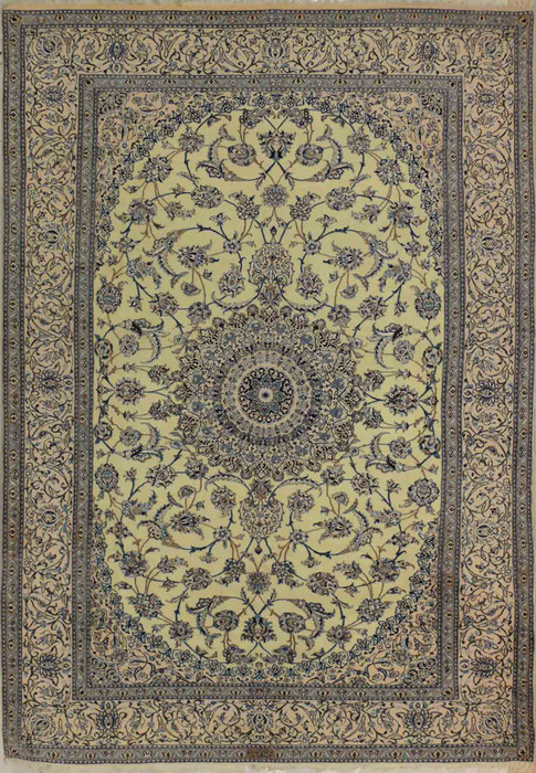 7 x 10 Persian Nain 6 LAA Habbibian Silk Rug signed by master weaver