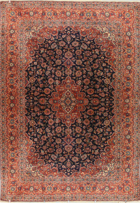 9'8 x 14'8 Persian Kashan Rug full view